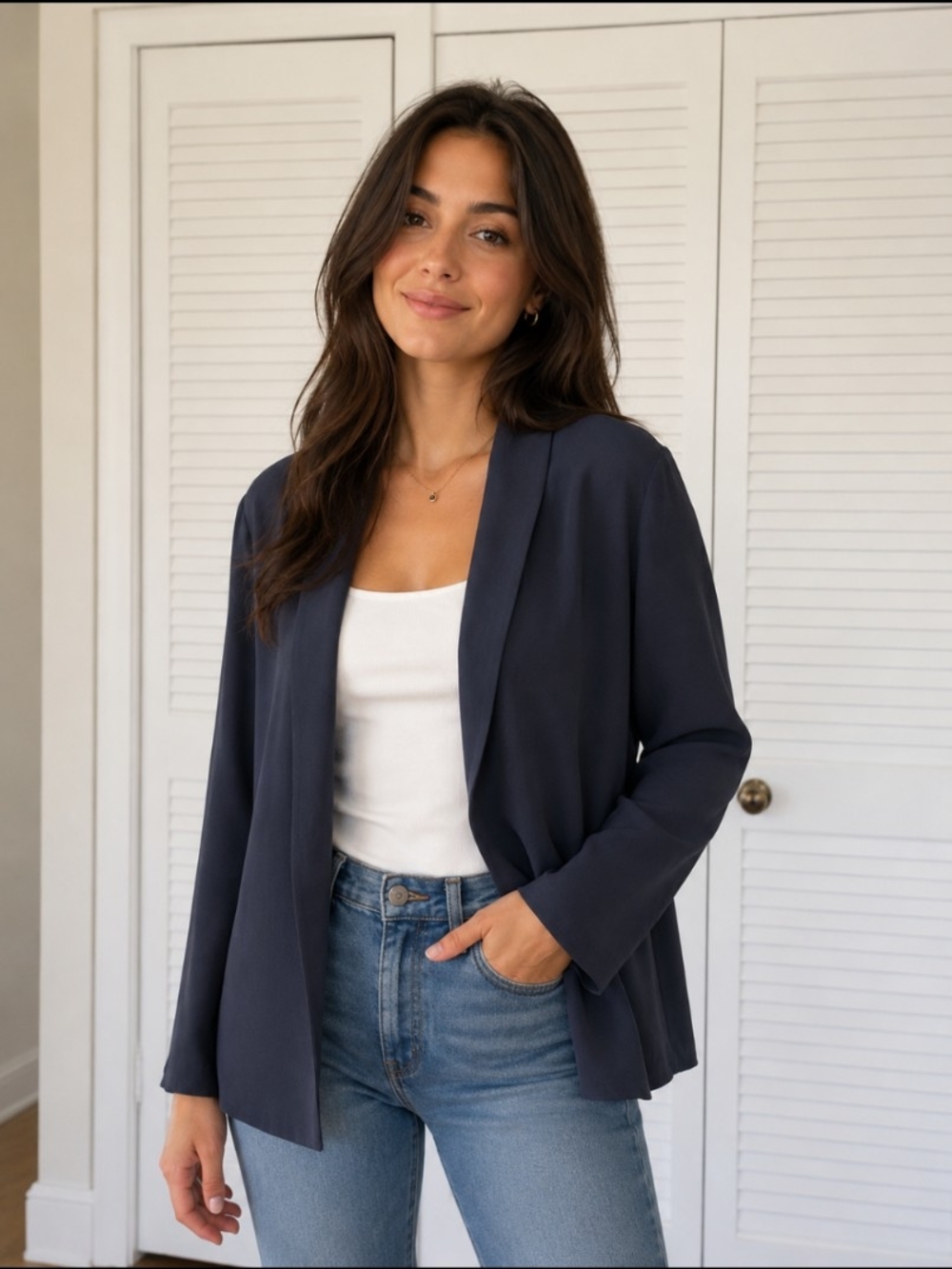 Eileen Fisher Black Open-Front Blazer Size L